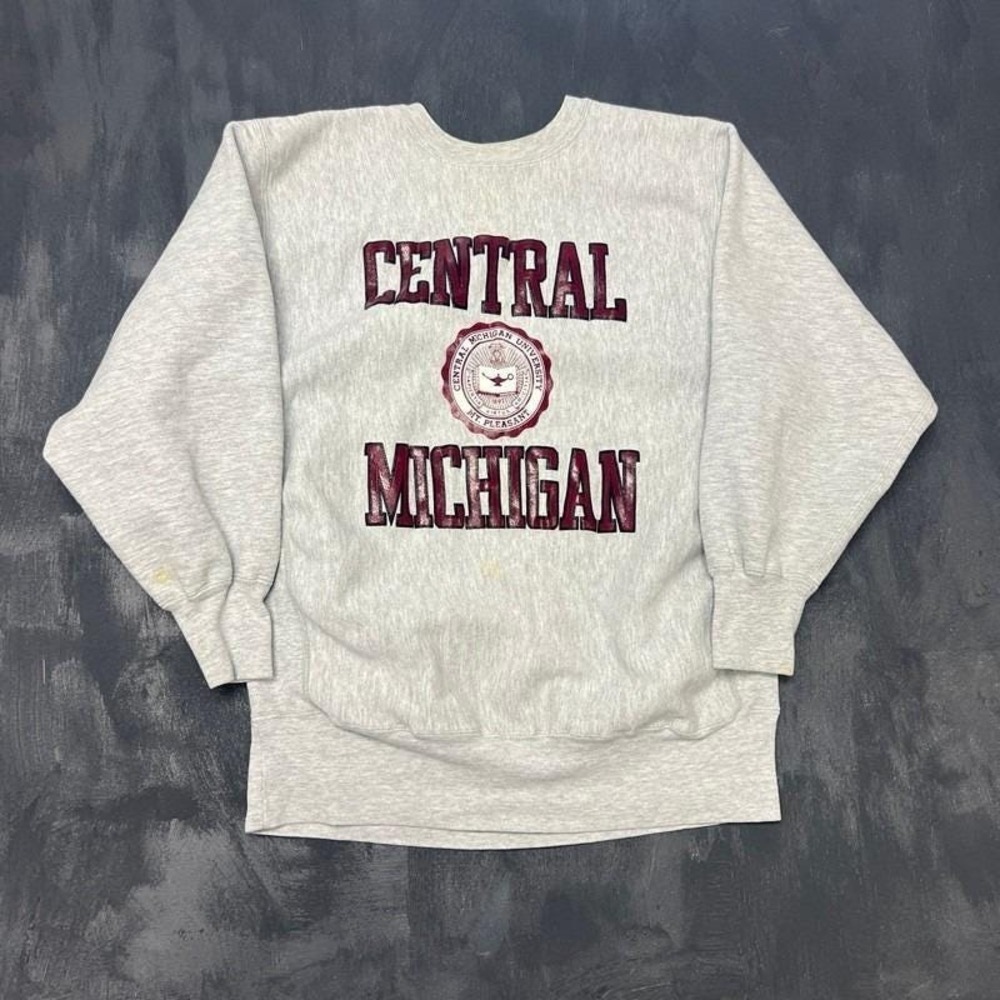 Vintage Central Michigan University Sweatshirt XL Gray 90 Champion Reverse Weave